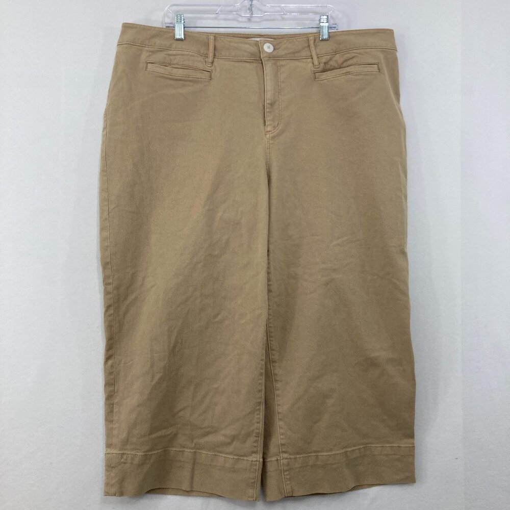 New LOFT size 20 Cream Tan High Waist Wide Leg Crop Pants‎ Preppy